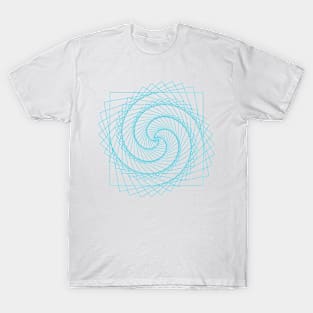 Geometric light blue square spiral - relaxing pattern T-Shirt